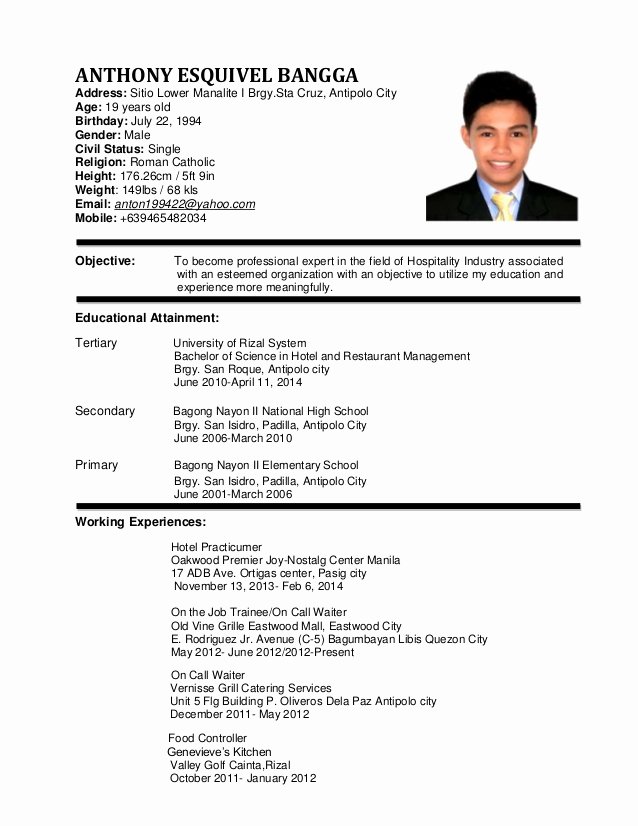 Sample Hotel Rfp Awesome Sample Resume for Hotel and Restaurant Management