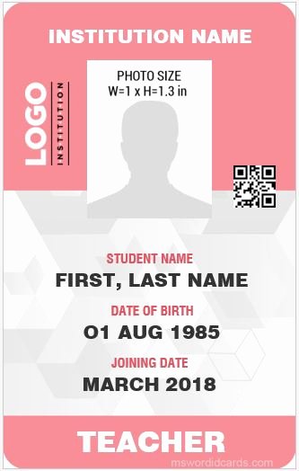 Sample Identity Card Inspirational 10 Best Ms Word Id Card Templates for Teachers Professors