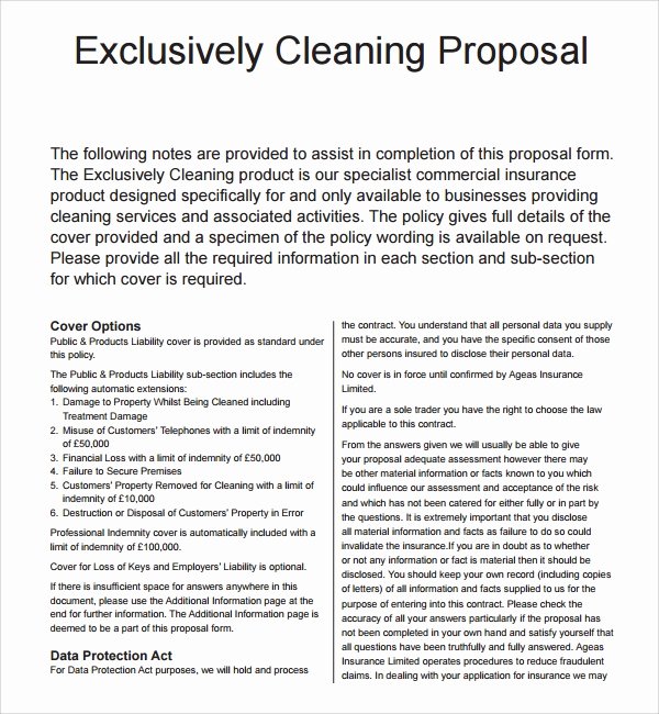 Sample Janitorial Contract Beautiful 16 Cleaning Proposal Templates Pdf Word