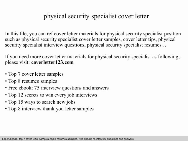 Sample Justification Letter for Purchase Of Equipment Elegant Physical Security Specialist Cover Letter