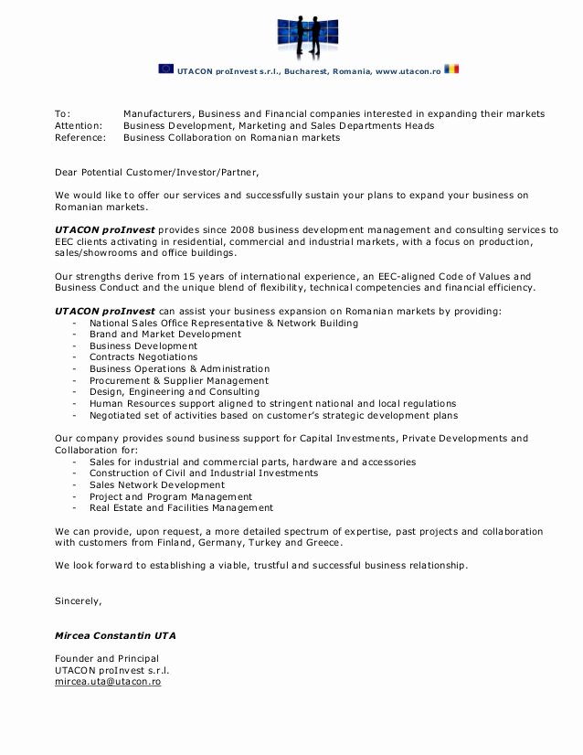 Sample Letter Of Collaboration Proposal Elegant Utacon Proinvest Business Collaboration Letter