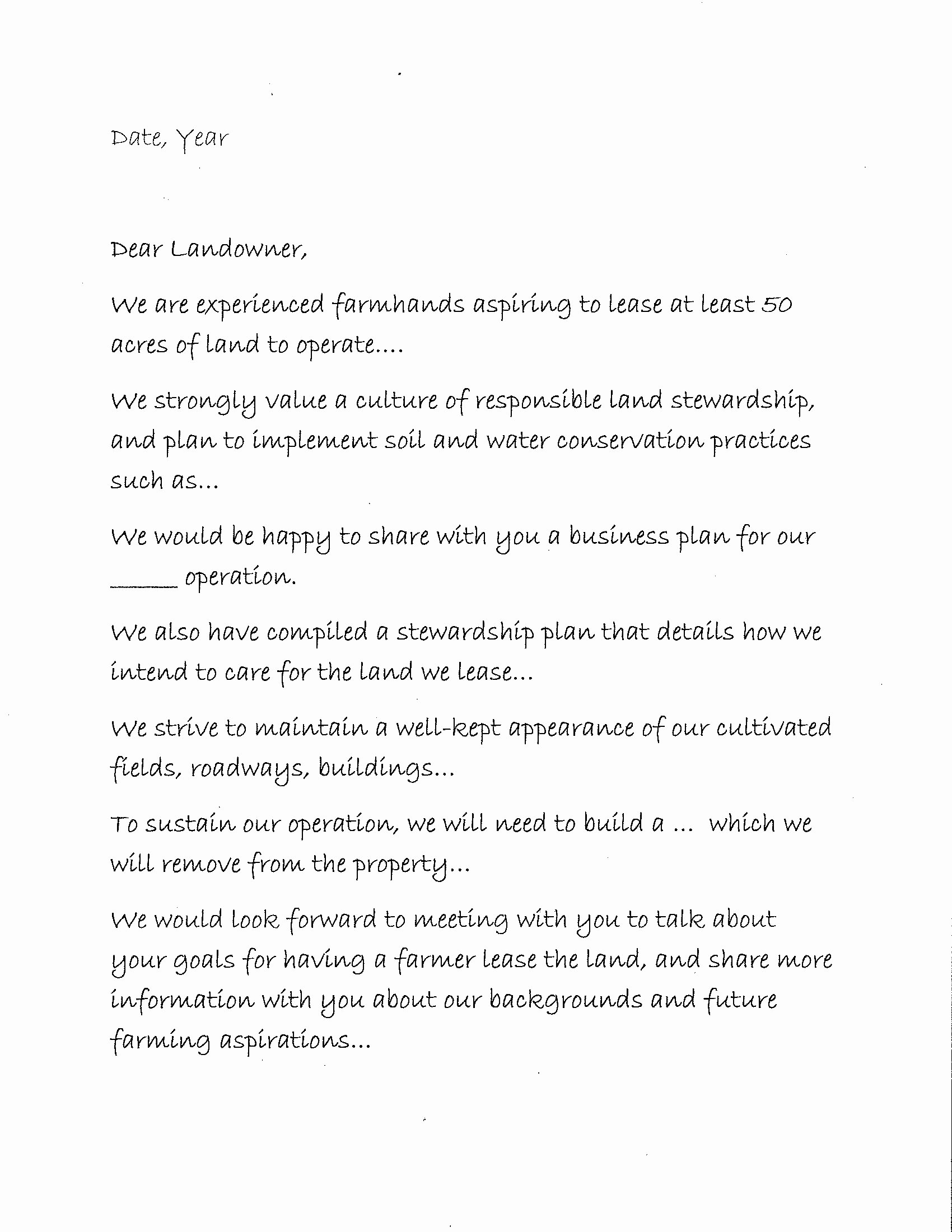 Sample Letter Of Intent to Lease Lovely Leasing From Non Farming Landowners Part I