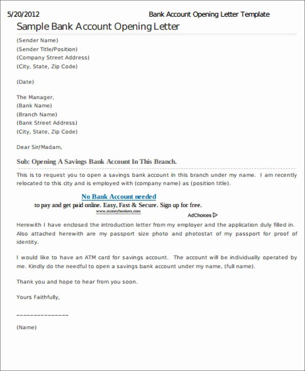 Sample Letter to Close Bank Account Beautiful Bank Letter Templates 13 Free Sample Example format