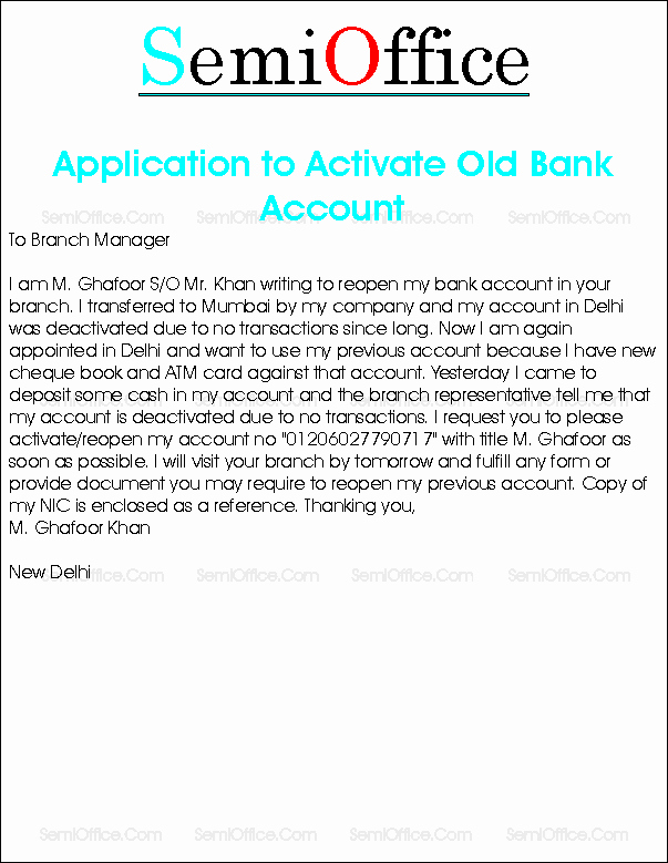 Sample Letter to Close Bank Account Elegant Request Letter to Reopen Bank Account