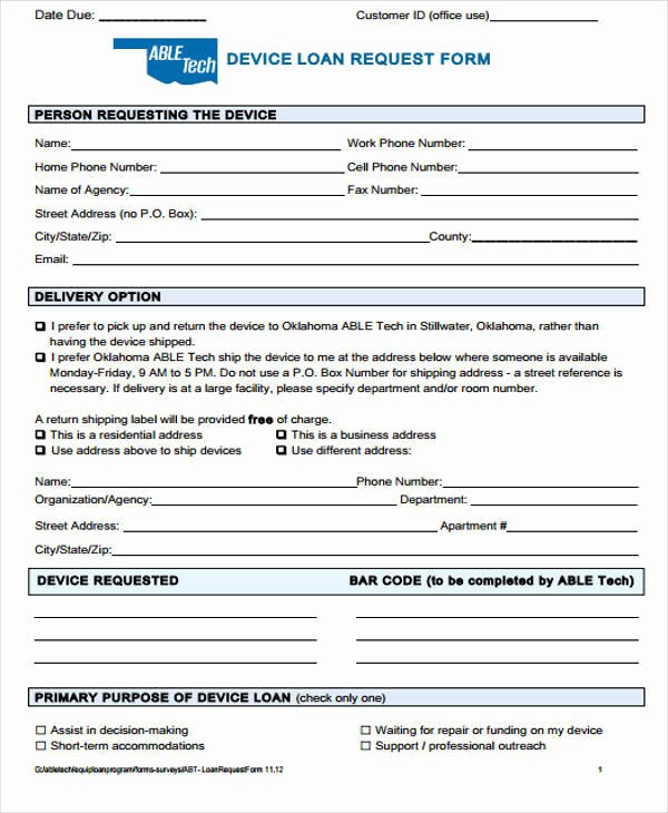 Sample Loan Application form Awesome Sample Loan Request forms 12 Examples In Word Pdf