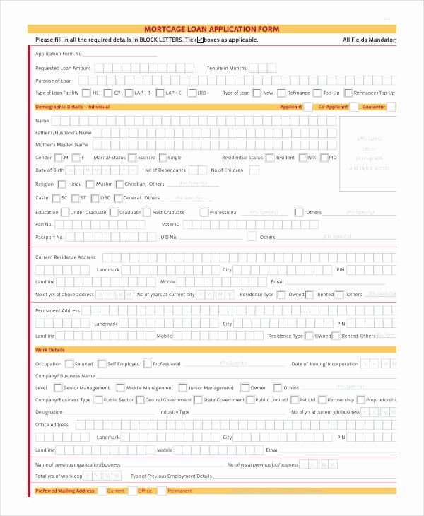 Sample Loan Application form Elegant 10 Sample Mortgage Application form Free Sample