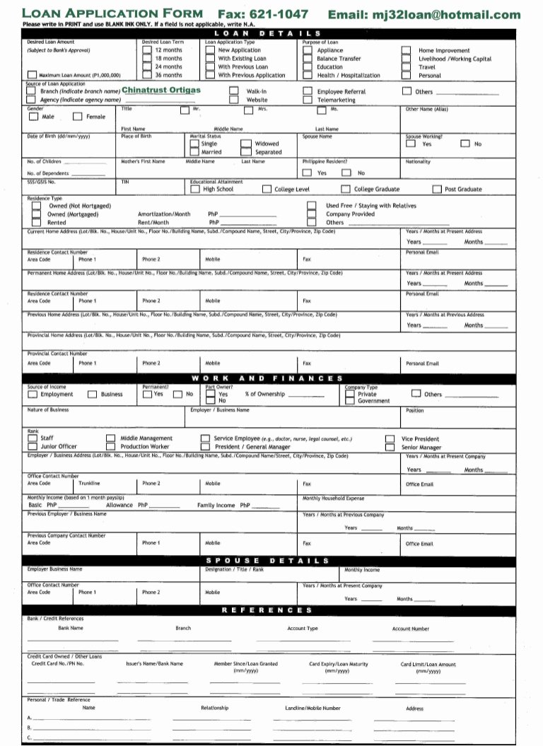 Sample Loan Application form Elegant Loan Application form by Mj