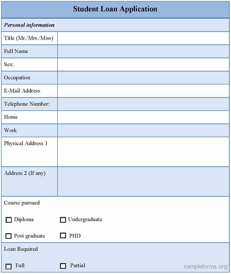 Sample Loan Application form Elegant Student Loan Application form Sample forms