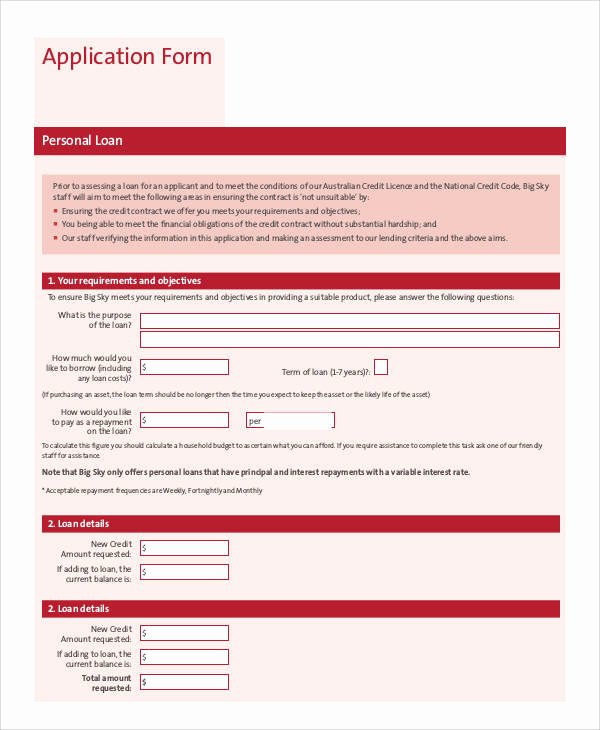 Sample Loan Application form Lovely 74 Sample Application forms In Pdf