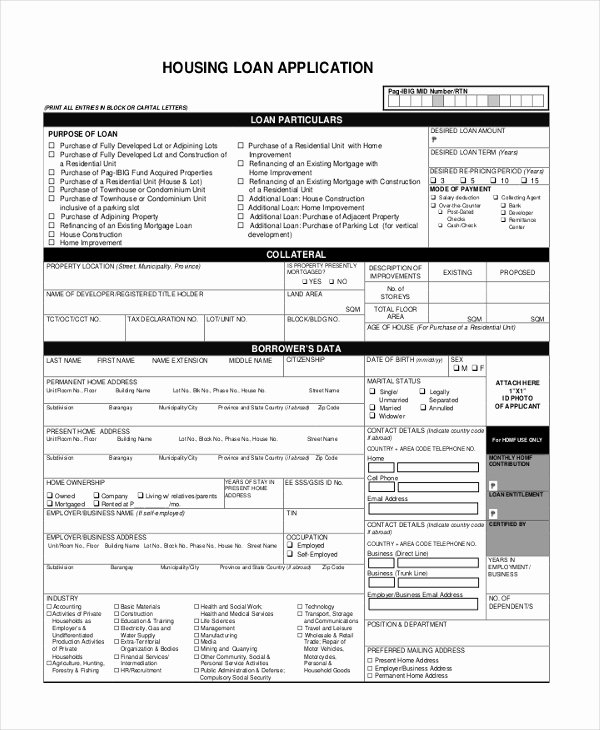 Sample Loan Application form Lovely 8 Sample Housing Application forms Sample Example format