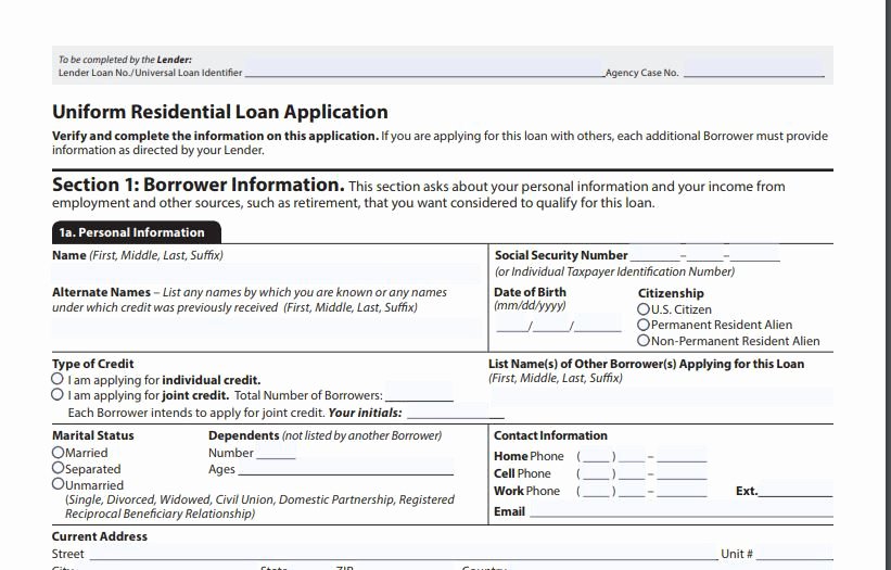 Sample Loan Application form Lovely the 1003 Mortgage Application form Definition