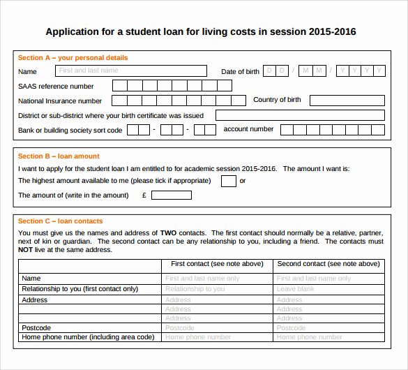 Sample Loan Application form Luxury 8 Students Loan Application forms to Download for Free