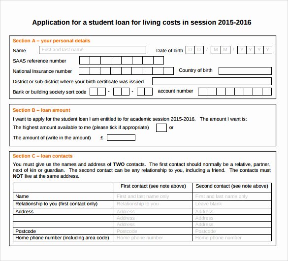 Sample Loan Application form Luxury 8 Students Loan Application forms to Download for Free