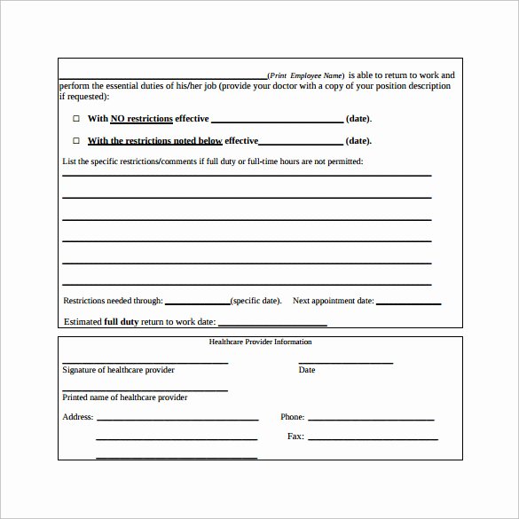 Sample Medical Release forms Beautiful Sample Work Release forms 9 Download Free Documents In