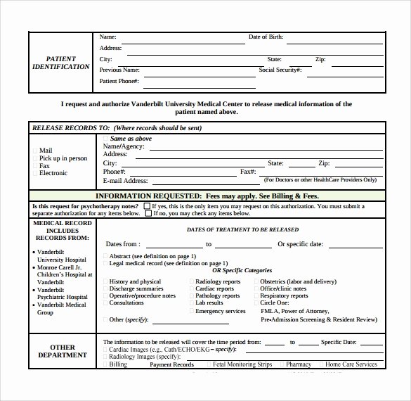 Sample Medical Release forms Fresh Sample Medical Records Release form 9 Download Free