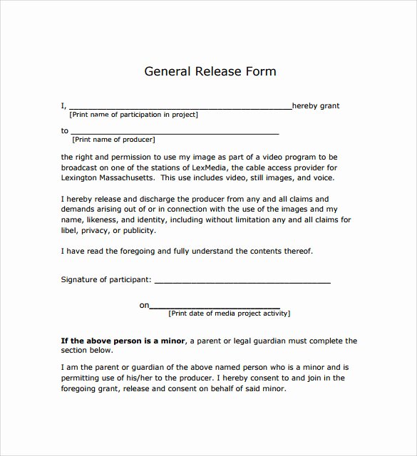 Sample Medical Release forms Inspirational General Release form 7 Free Samples Examples &amp; formats