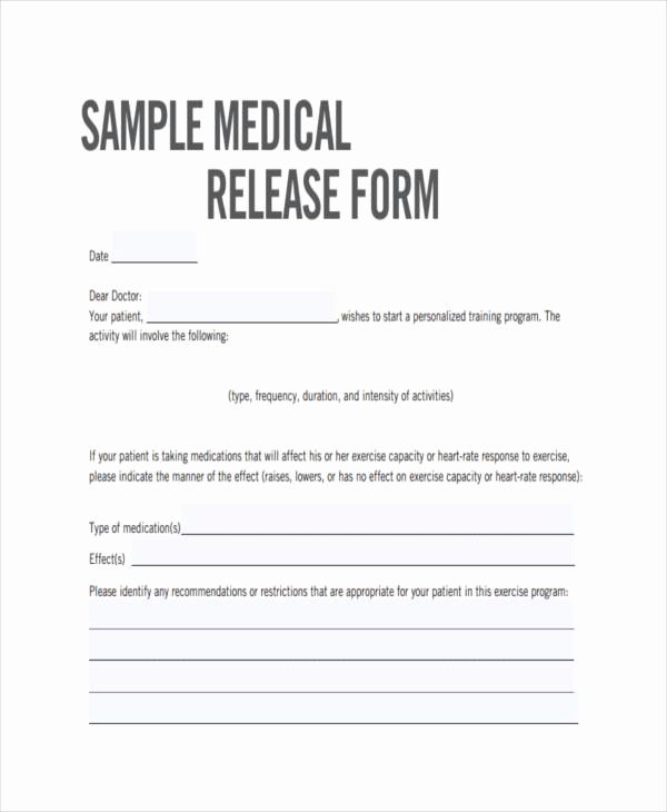 Sample Medical Release forms Lovely Free Medical form