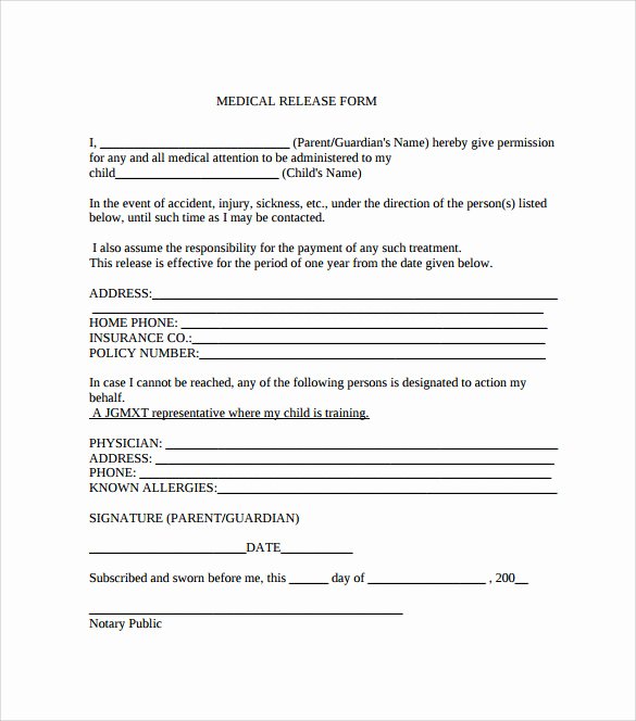 Sample Medical Release forms Lovely Sample Medical Release form 10 Free Documents In Pdf Word