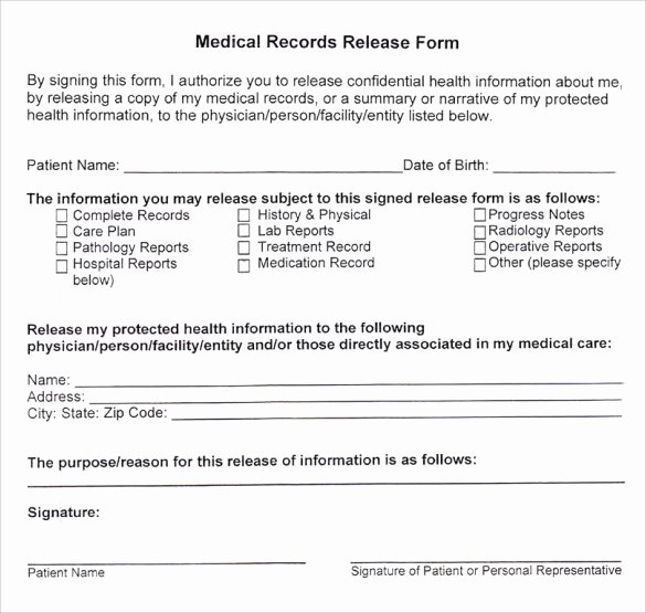 Sample Medical Release forms New Sample Medical Records Release form 9 Download Free