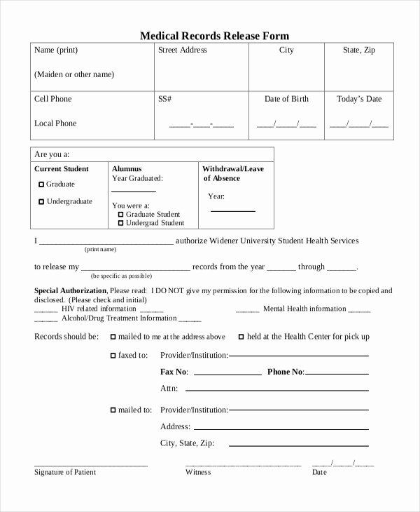 Sample Medical Release forms Unique Sample Medical Records Release form 10 Free Documents