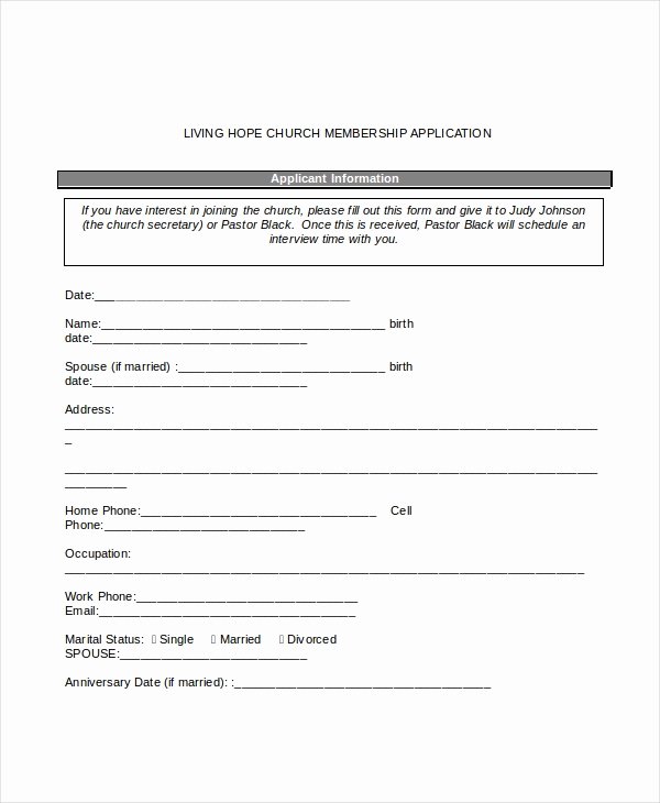 Sample Membership Application Awesome 12 Sample Membership Application forms