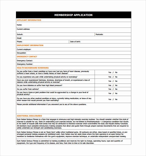 Sample Membership Application New 11 Gym Contract Templates Pages Word Docs
