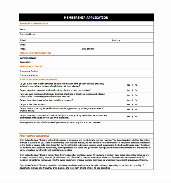 Sample Membership Application New 11 Gym Contract Templates Pages Word Docs