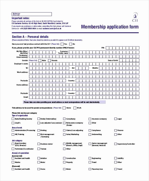 Sample Membership Application Unique 7 Membership Application form Samples Free Sample