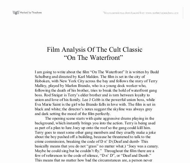 Sample Movie Review Essay Inspirational Analysis the Cult Classic “ the Waterfront