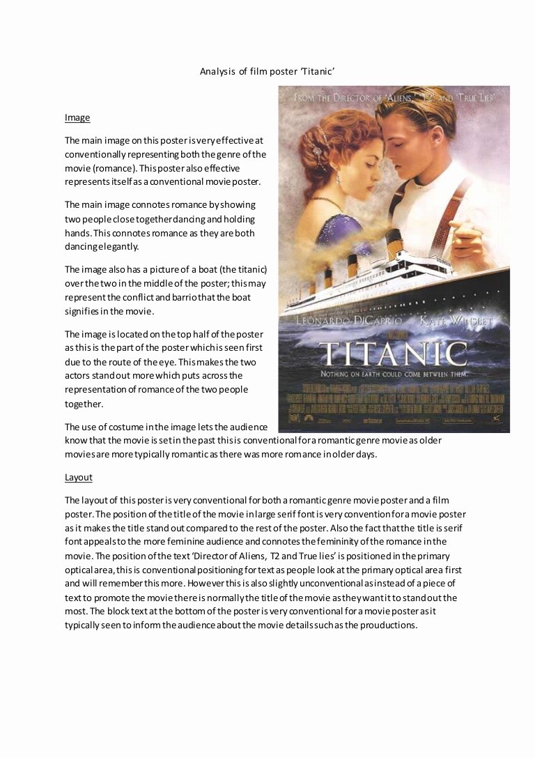 Sample Movie Review Essay Lovely Analysis Of Film Poster Titanic