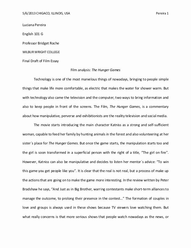 Sample Movie Review Essay New Analysis the Hunger Games