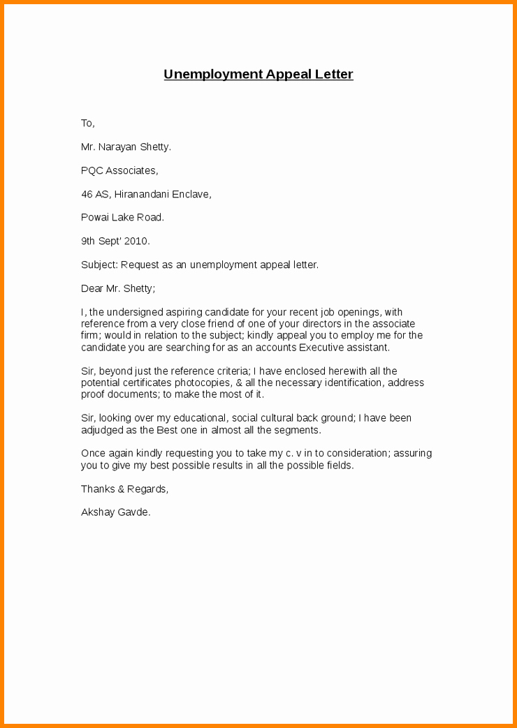 Sample Of Appeal Letter for Disqualification Unique 5 Sample Unemployment Appeal Letter