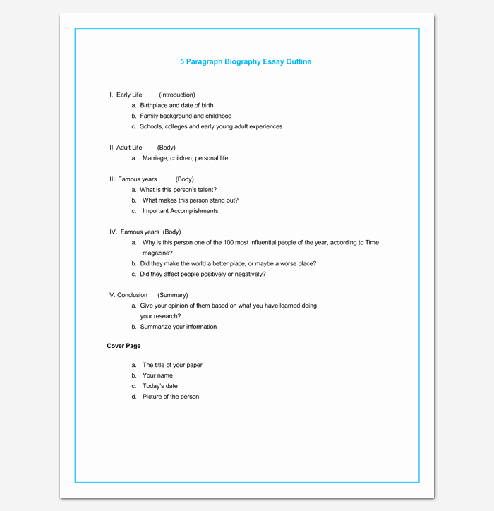 Sample Of Biographical Essay Lovely Biography Outline Template 15 formats Samples and Examples