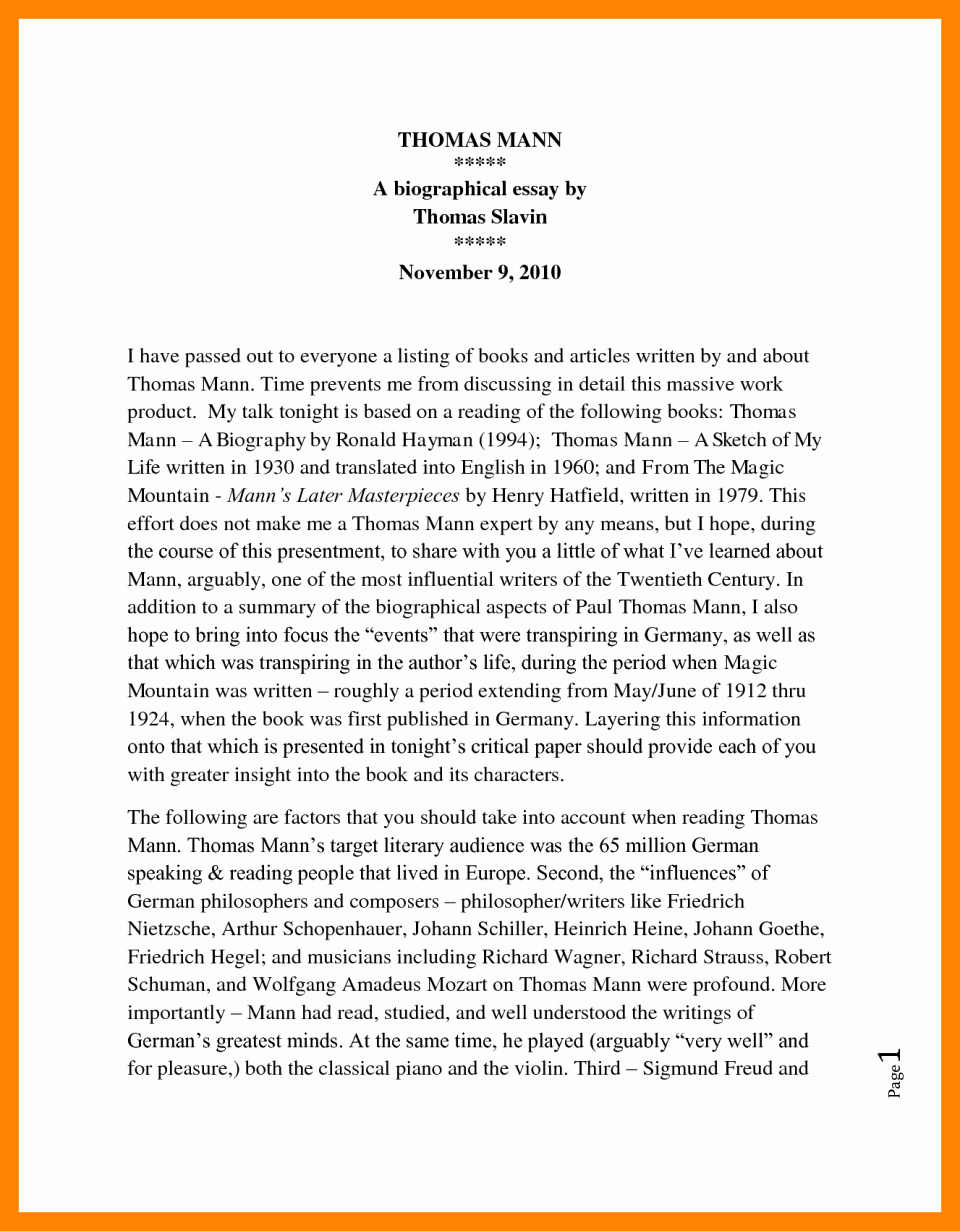 Sample Of Biographical Essay Luxury Biographical Sketch Example for Students and format with