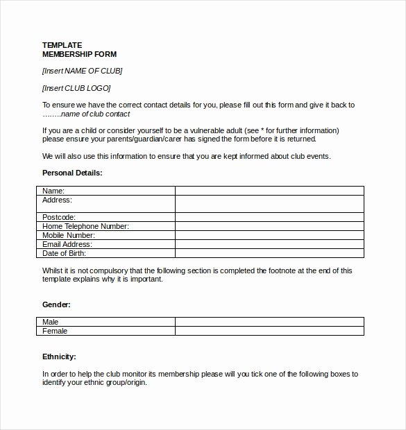 Sample Of Membership form for An organization Elegant 15 Sample Club Application Templates Pdf Doc