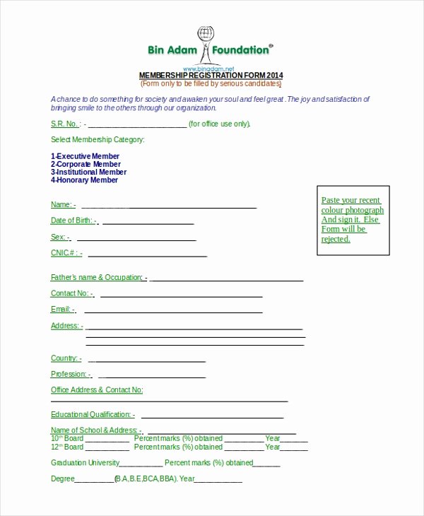 Sample Of Membership form for An organization Elegant Sample Ngo Registration form 8 Free Documents In Word Pdf