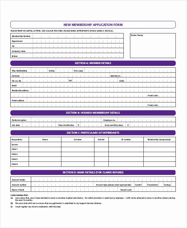 Sample Of Membership form for An organization Inspirational 66 Basic Application forms