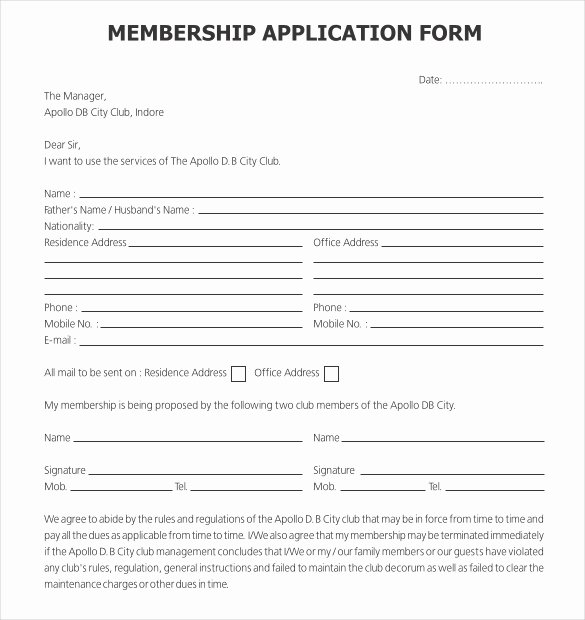 Sample Of Membership form for An organization Unique 15 Sample Club Application Templates Pdf Doc