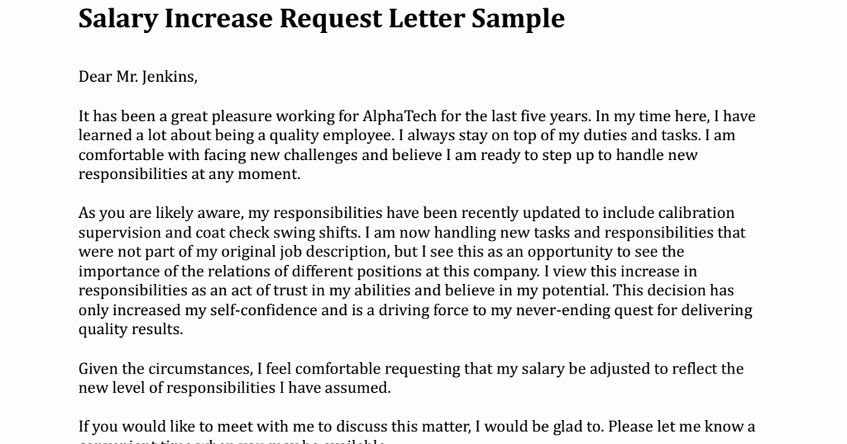 Sample Pay Increase Letter to Employee Awesome Salary Increase Request Letter Sample Pdf Google Drive