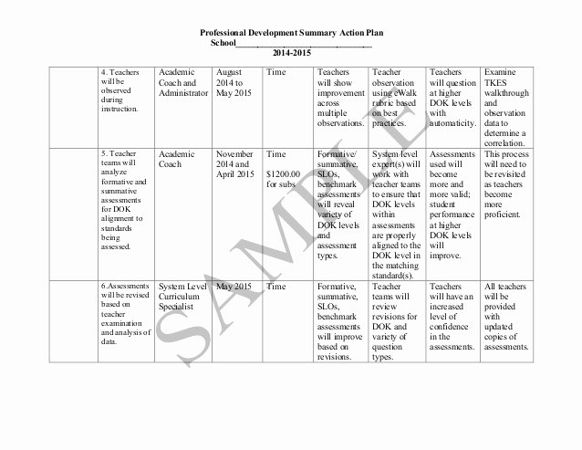 Sample Professional Development Plan Beautiful Sample Action Plan