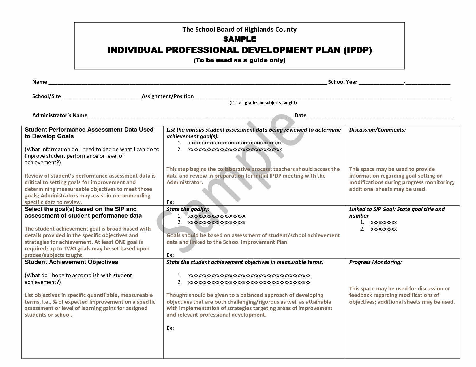 Sample Professional Development Plan Lovely 22 Of Ohio Professional Growth Plan Template