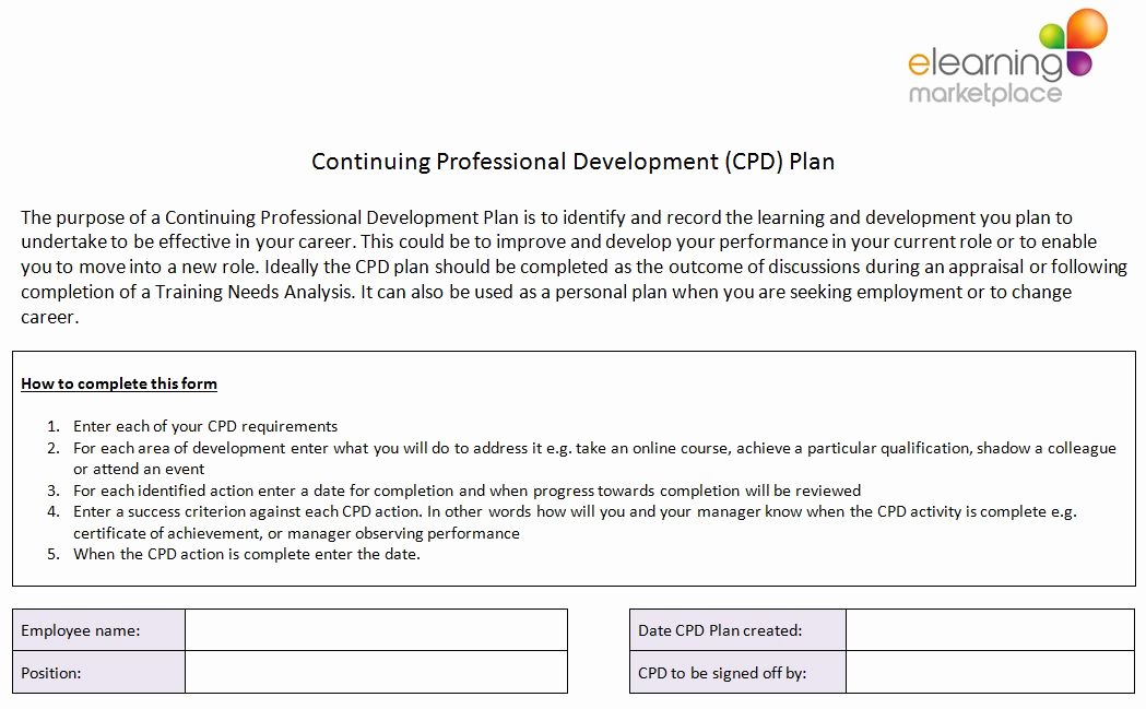 Sample Professional Development Plan Luxury Free Cpd Resources Free Downloads