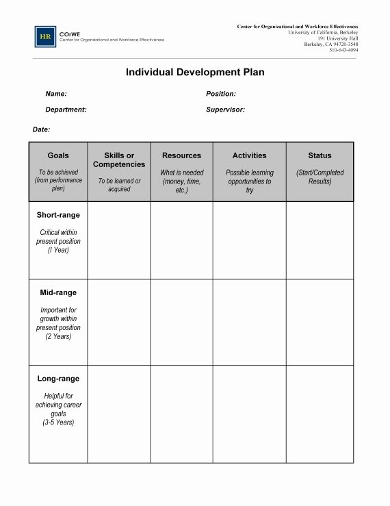 Sample Professional Development Plan New Employee Career Development Plan Template