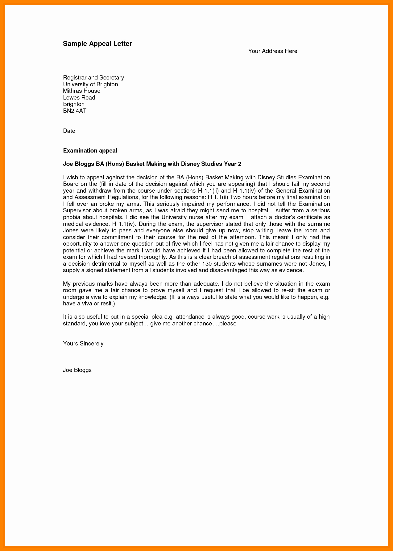 Sample Sap Appeal Letter Elegant 7 Sap Appeal Letter Example