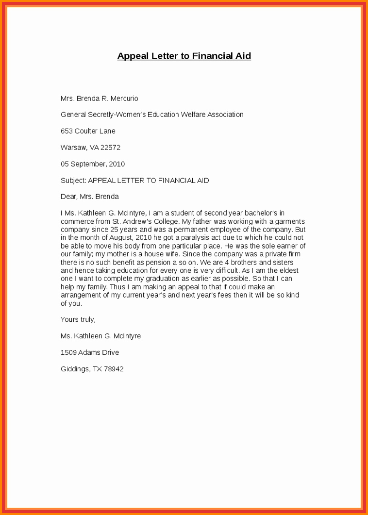 Sample Sap Appeal Letter Fresh 6 Financial Aid Appeal Letter Essays