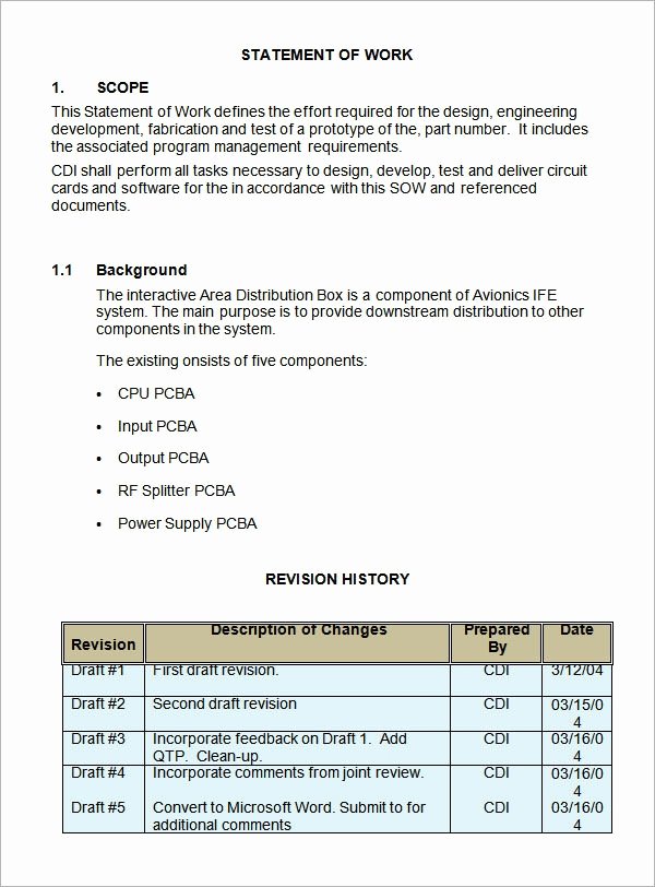 Sample Scopes Of Work Lovely Sample Statement Of Work Template 13 Free Documents