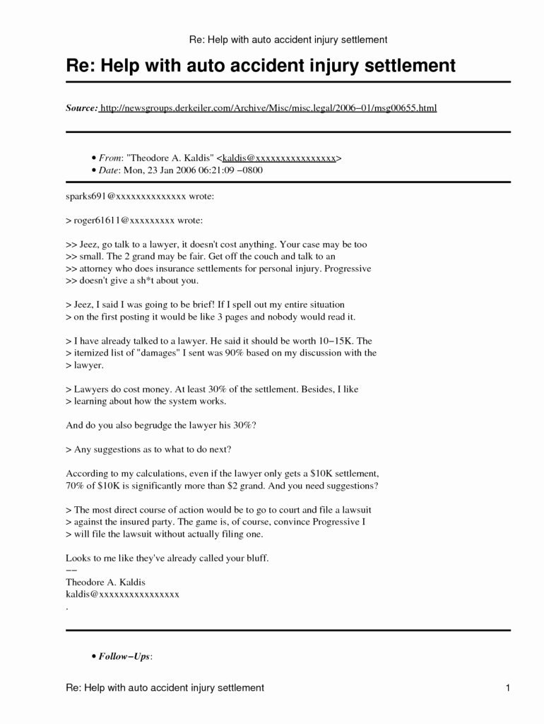 Sample Settlement Letter for Car Accident Unique Car Accident Settlement Agreement Letter Template