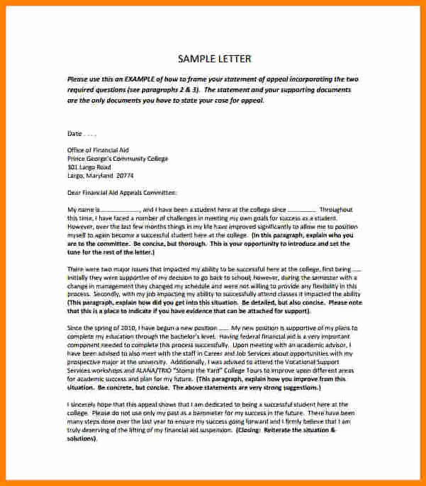 Sap Appeal Letter Examples Luxury 5 Academic Appeal Letter for Financial Aid Sample