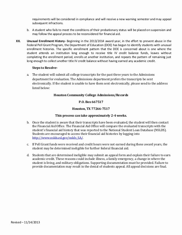 Sap Appeal Letter Unique 13 14 Sap Policy Revised for Spring 2014 Final