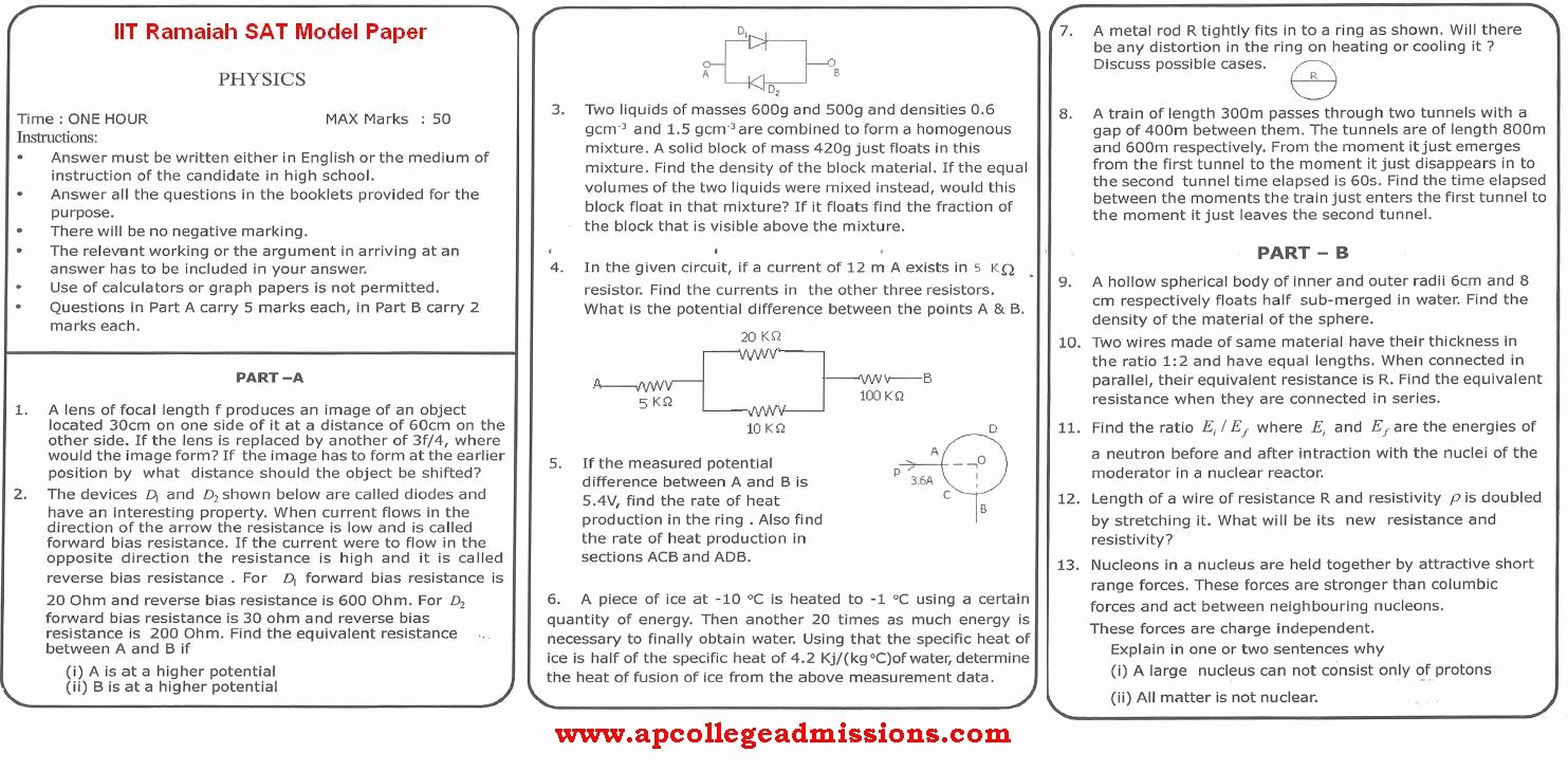 Sat Essay Paper Pdf Unique Iit Ramaiah Sat Question Papers Model Exam 29th April 2012